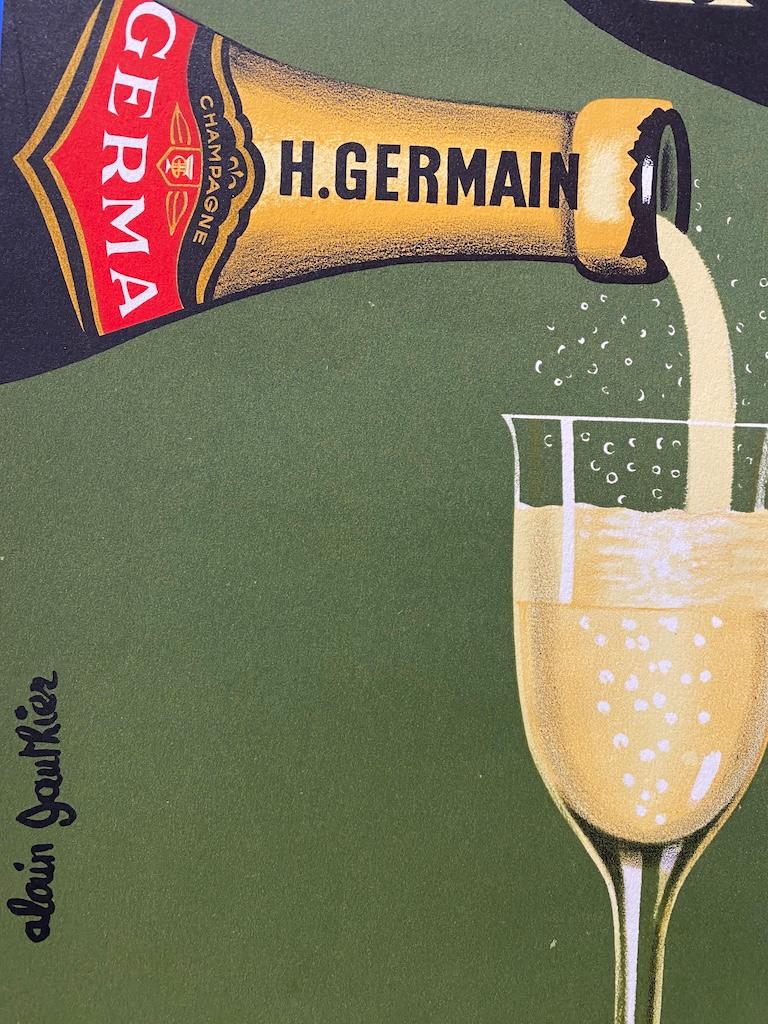 H. Gauthier Champagne H. C. Poster originale d'epoca, 1970 ca. In condizioni buone in vendita a Melbourne, Victoria