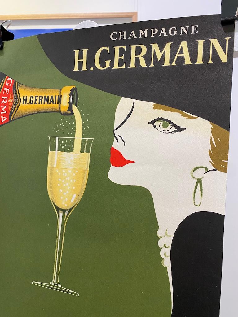Fine XX secolo H. Gauthier Champagne H. C. Poster originale d'epoca, 1970 ca. in vendita