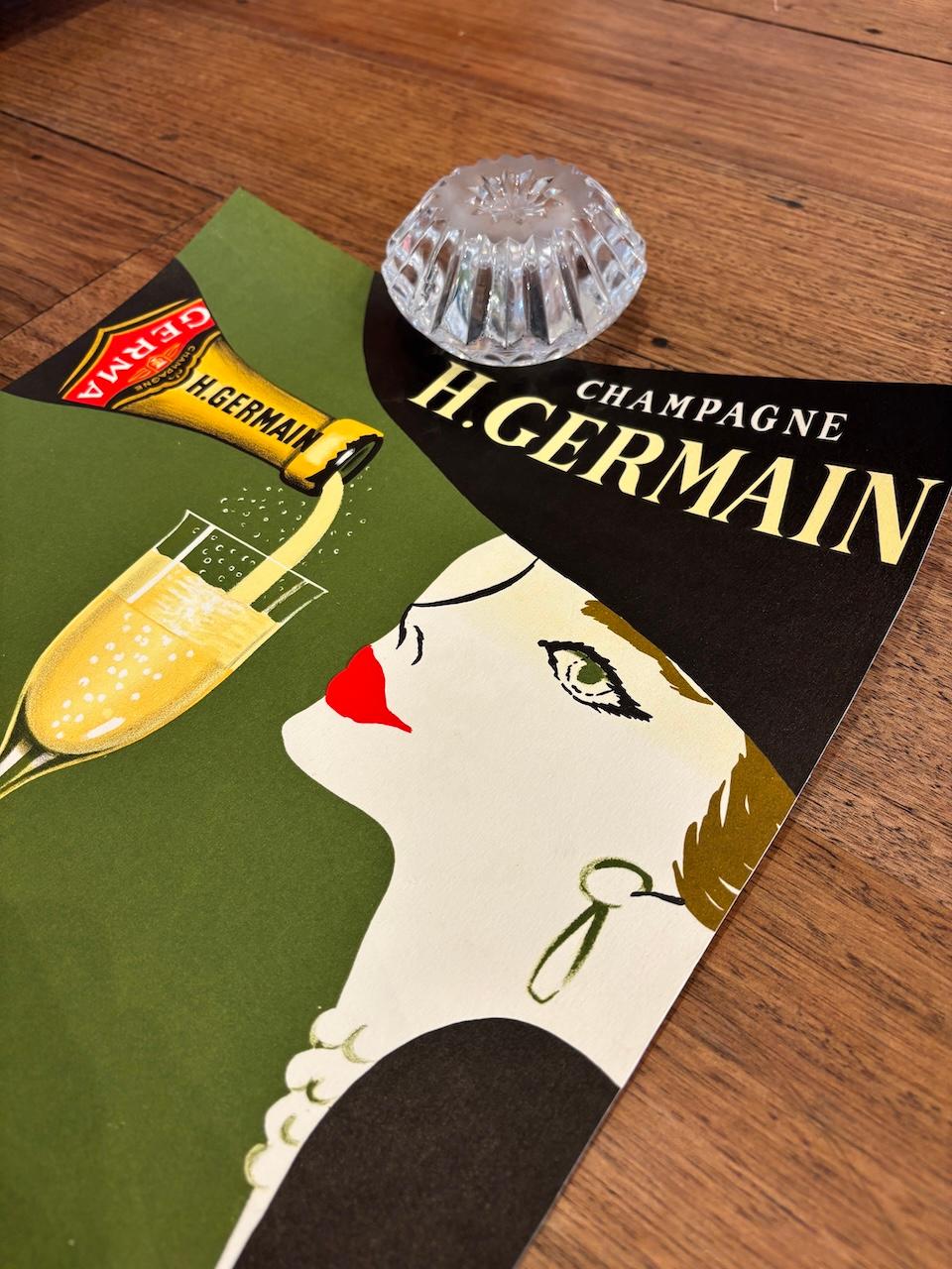 H. Gauthier Champagne H. C. Poster originale d'epoca, 1970 ca. in vendita 2