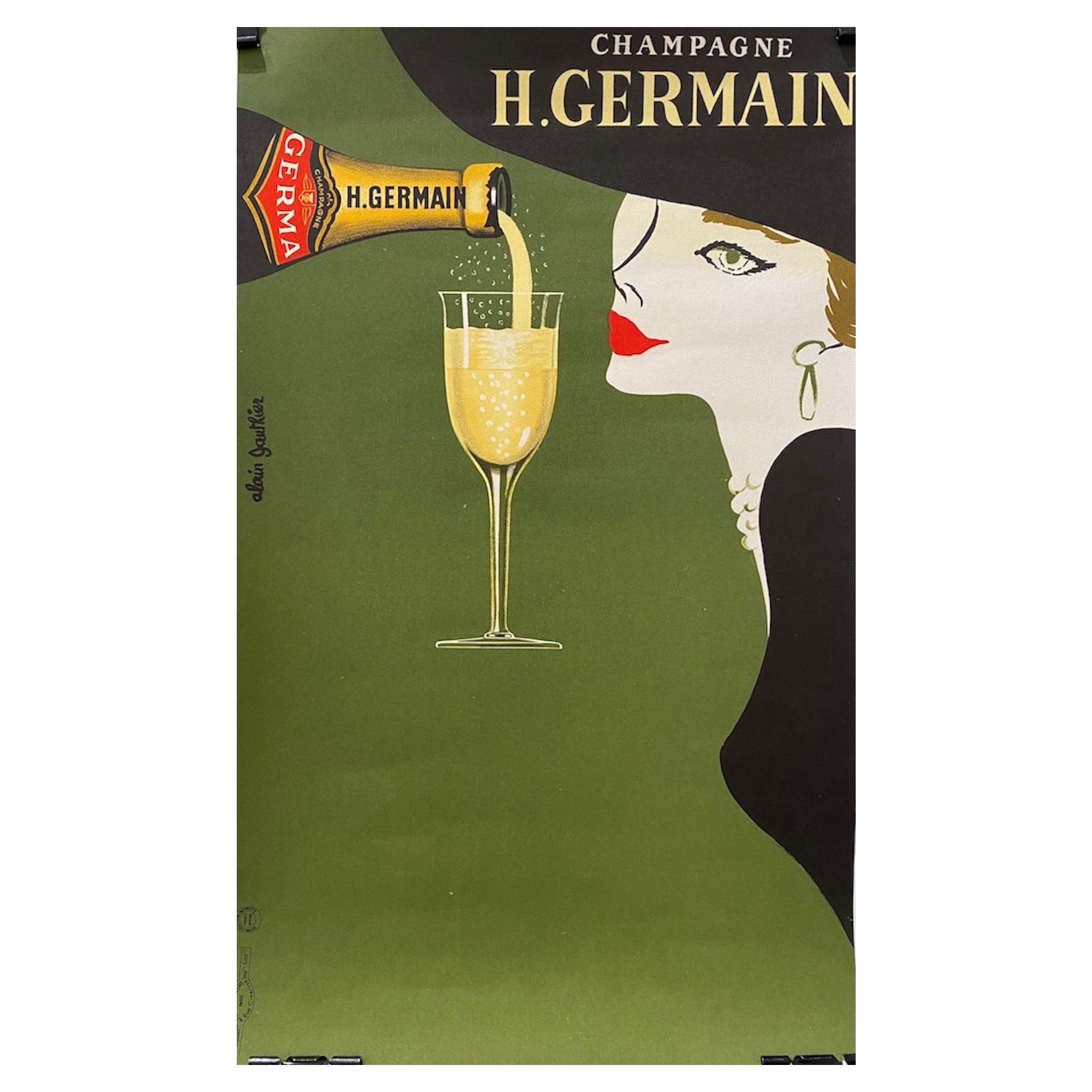 H. Gauthier Champagne H. C. Poster originale d'epoca, 1970 ca.