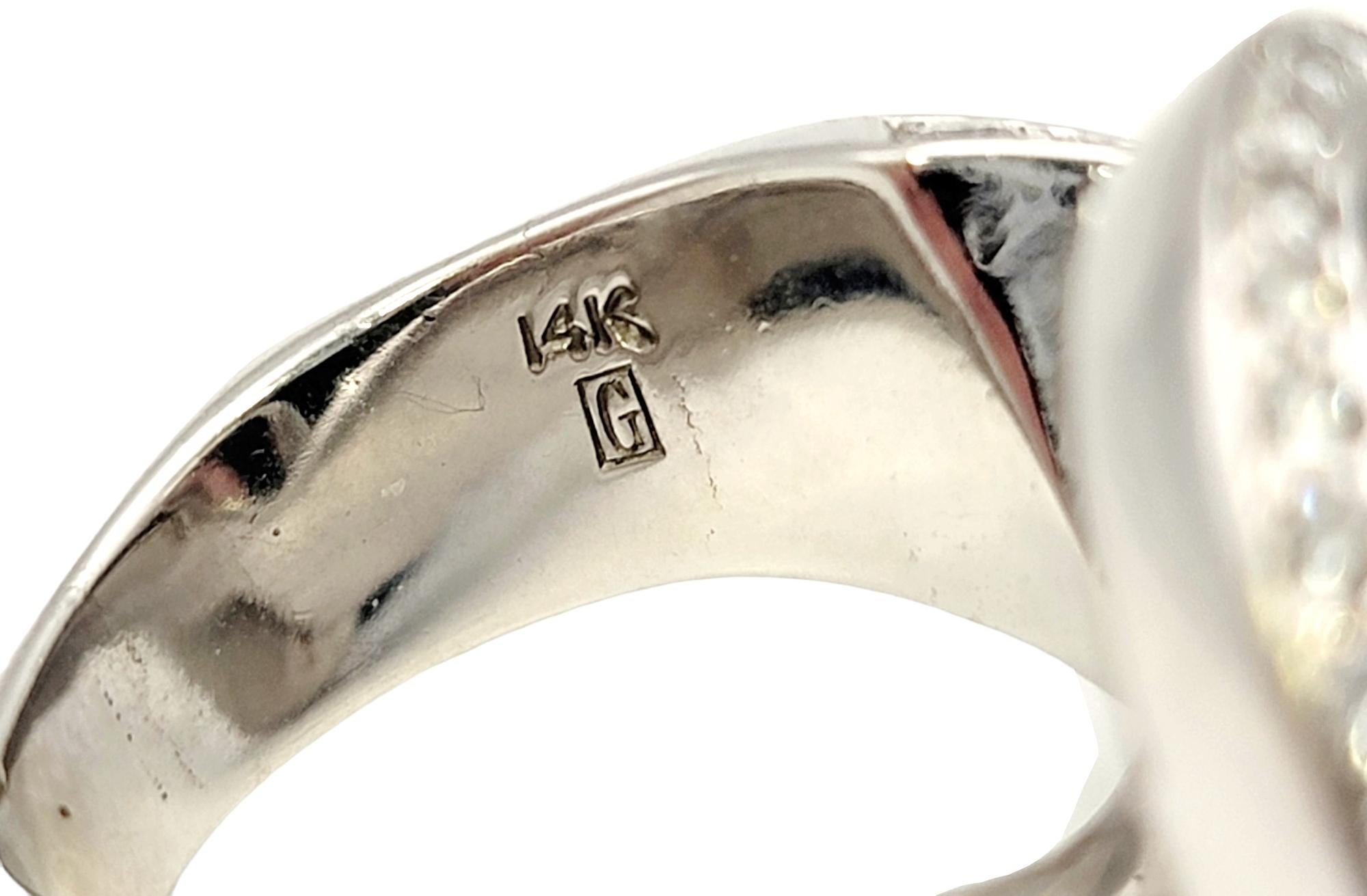 Gauthier Contemporary Diamond Asymmetric Swirl Ring in 14 Karat White Gold For Sale 3