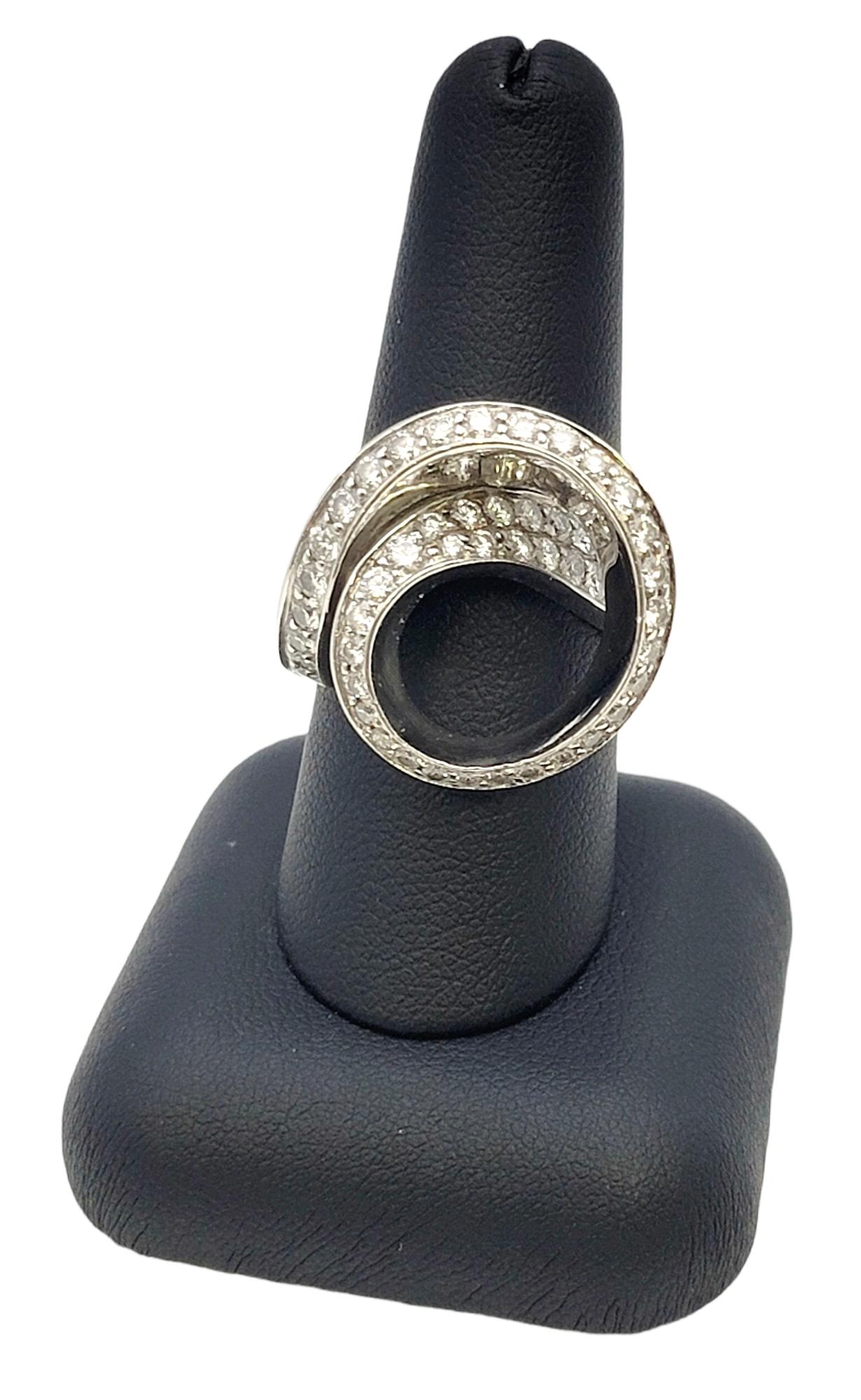 Gauthier Contemporary Diamond Asymmetric Swirl Ring in 14 Karat White Gold For Sale 4