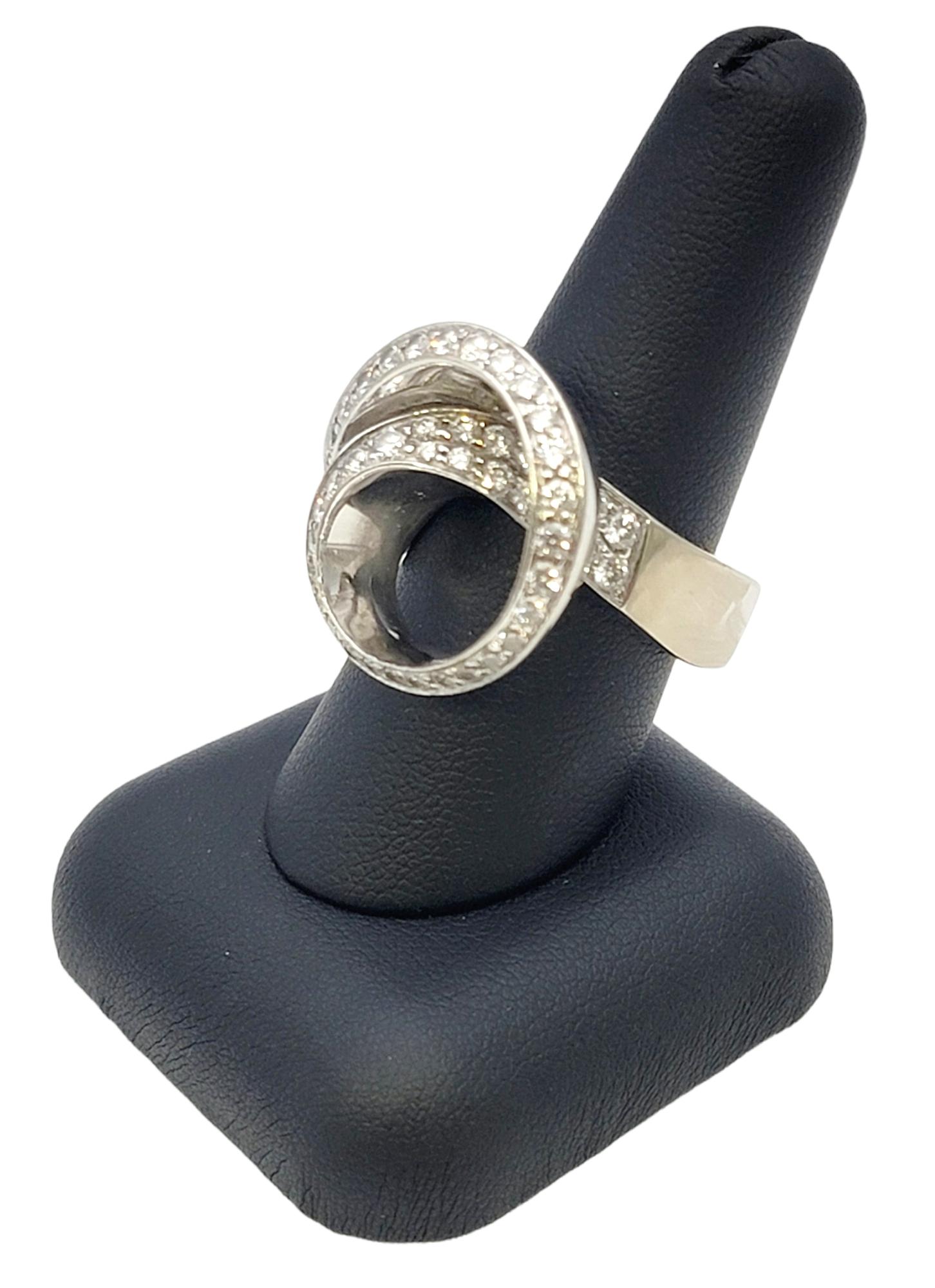 Gauthier Contemporary Diamond Asymmetric Swirl Ring in 14 Karat White Gold For Sale 6