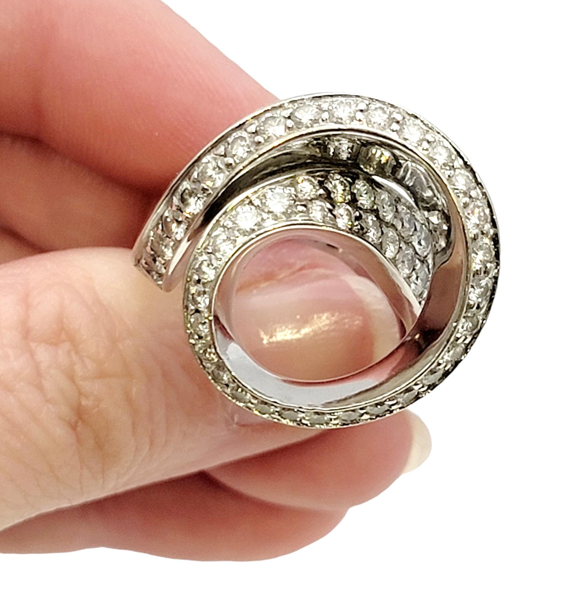 Gauthier Contemporary Diamond Asymmetric Swirl Ring in 14 Karat White Gold For Sale 7