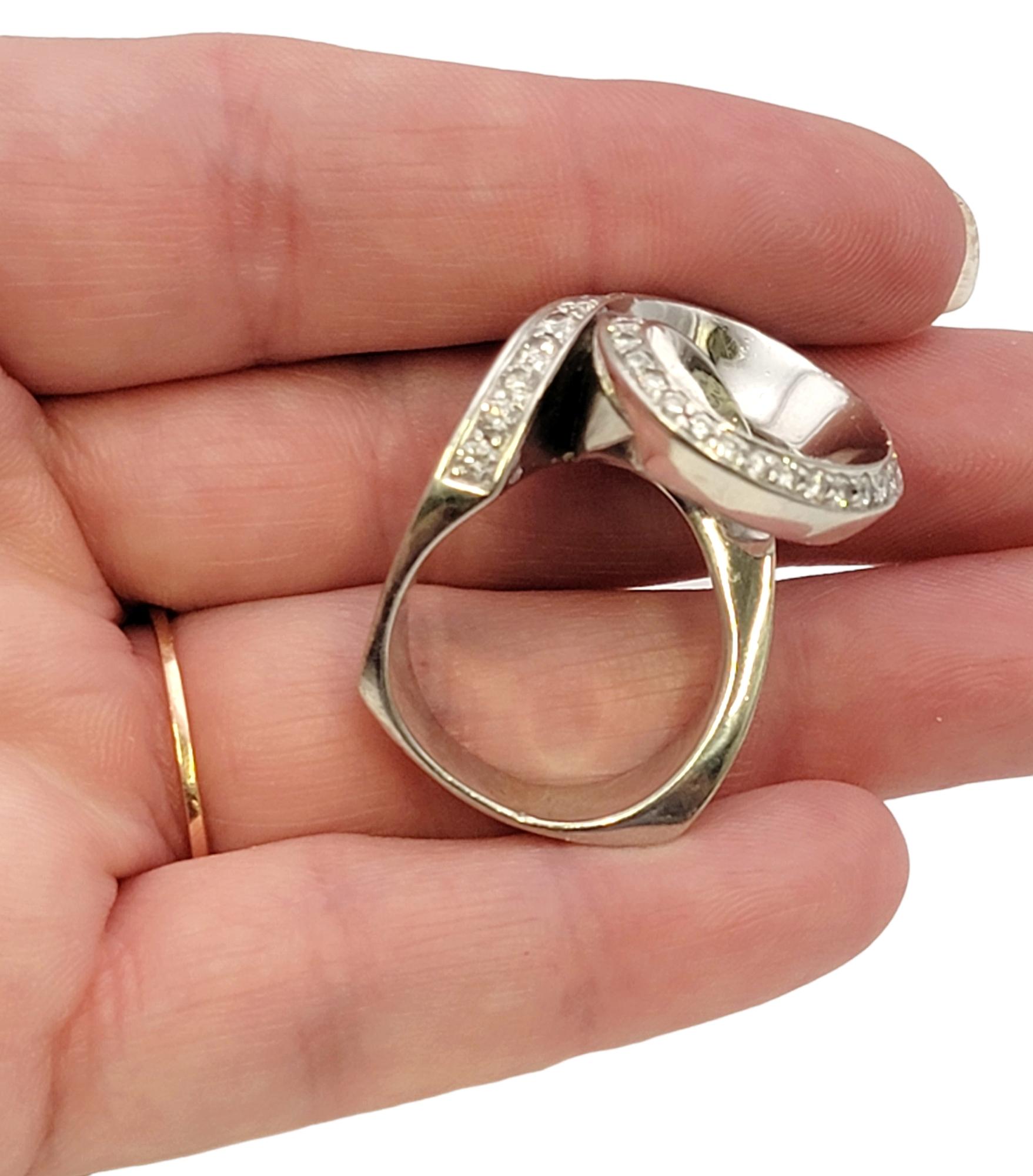 Gauthier Contemporary Diamond Asymmetric Swirl Ring in 14 Karat White Gold For Sale 8