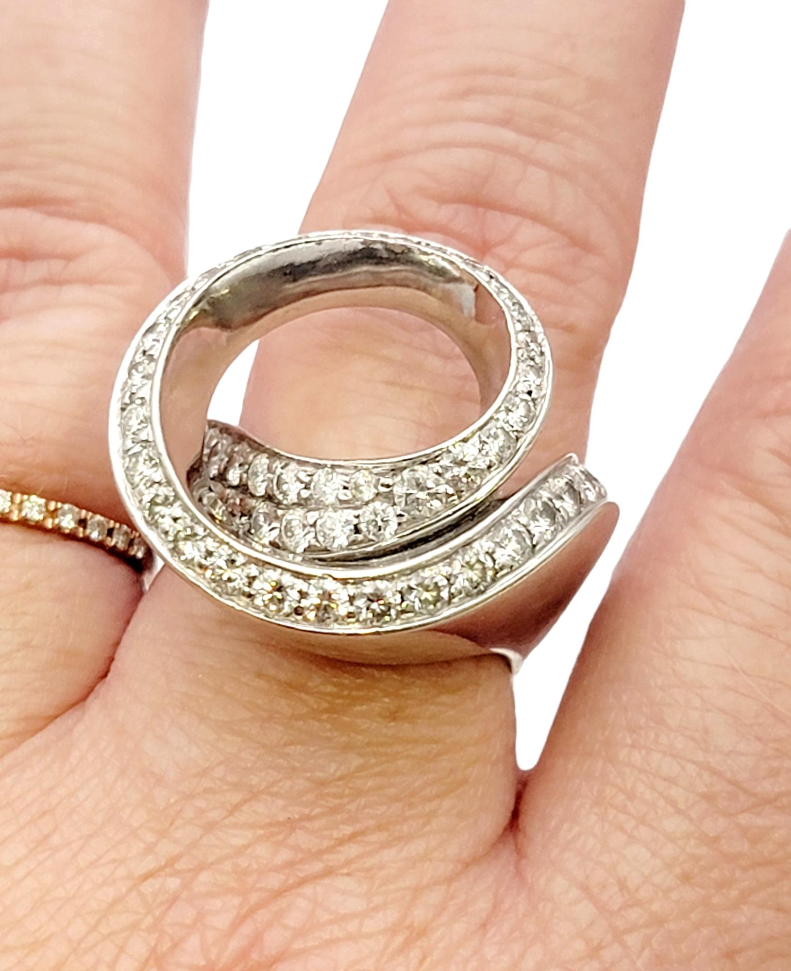 Gauthier Contemporary Diamond Asymmetric Swirl Ring in 14 Karat White Gold For Sale 9