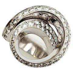 Anillo Gauthier Contemporáneo Remolino Asimétrico de Diamantes en Oro Blanco de 14 Kilates