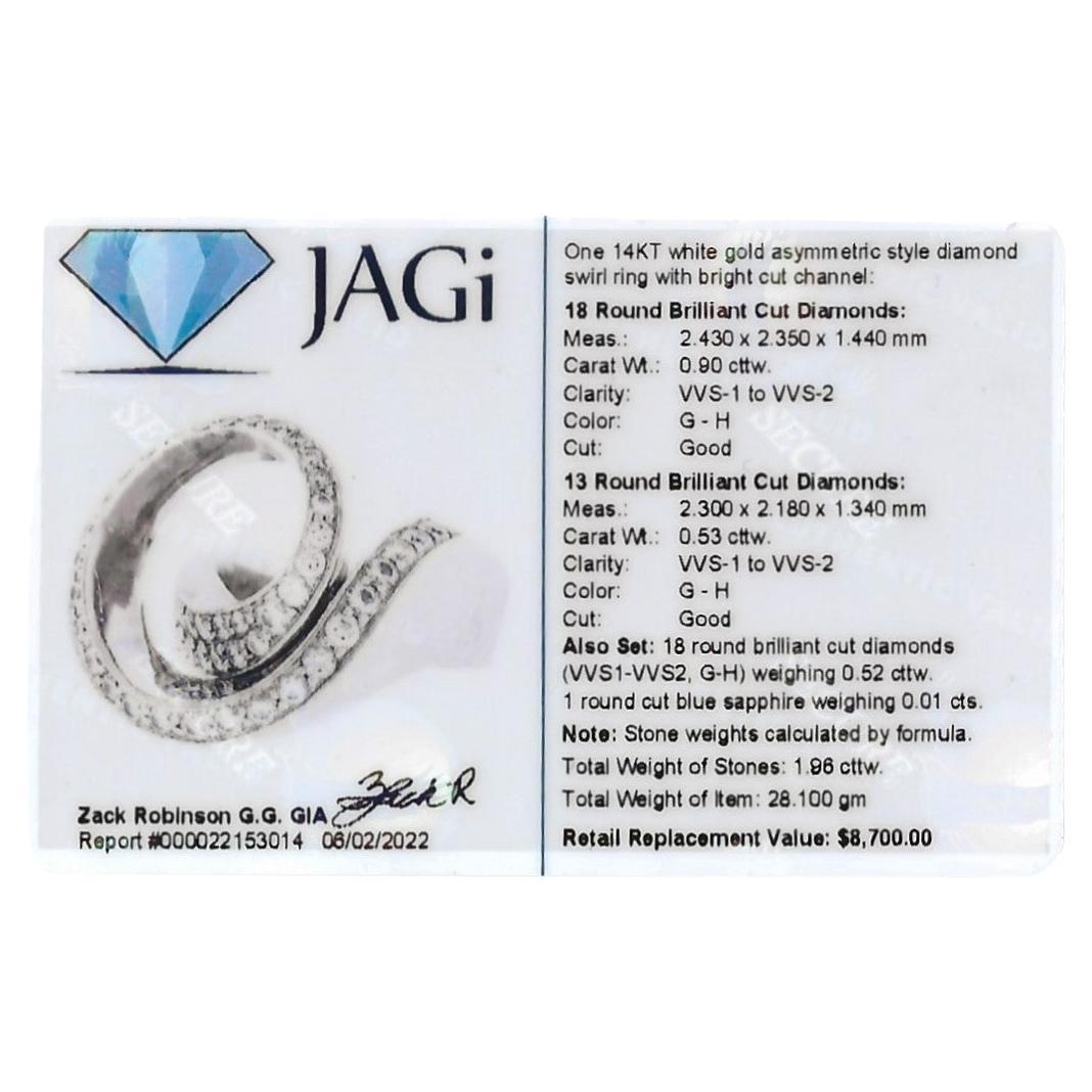 Gauthier Contemporary Diamond Asymmetric Swirl Ring in 14 Karat White Gold For Sale 12