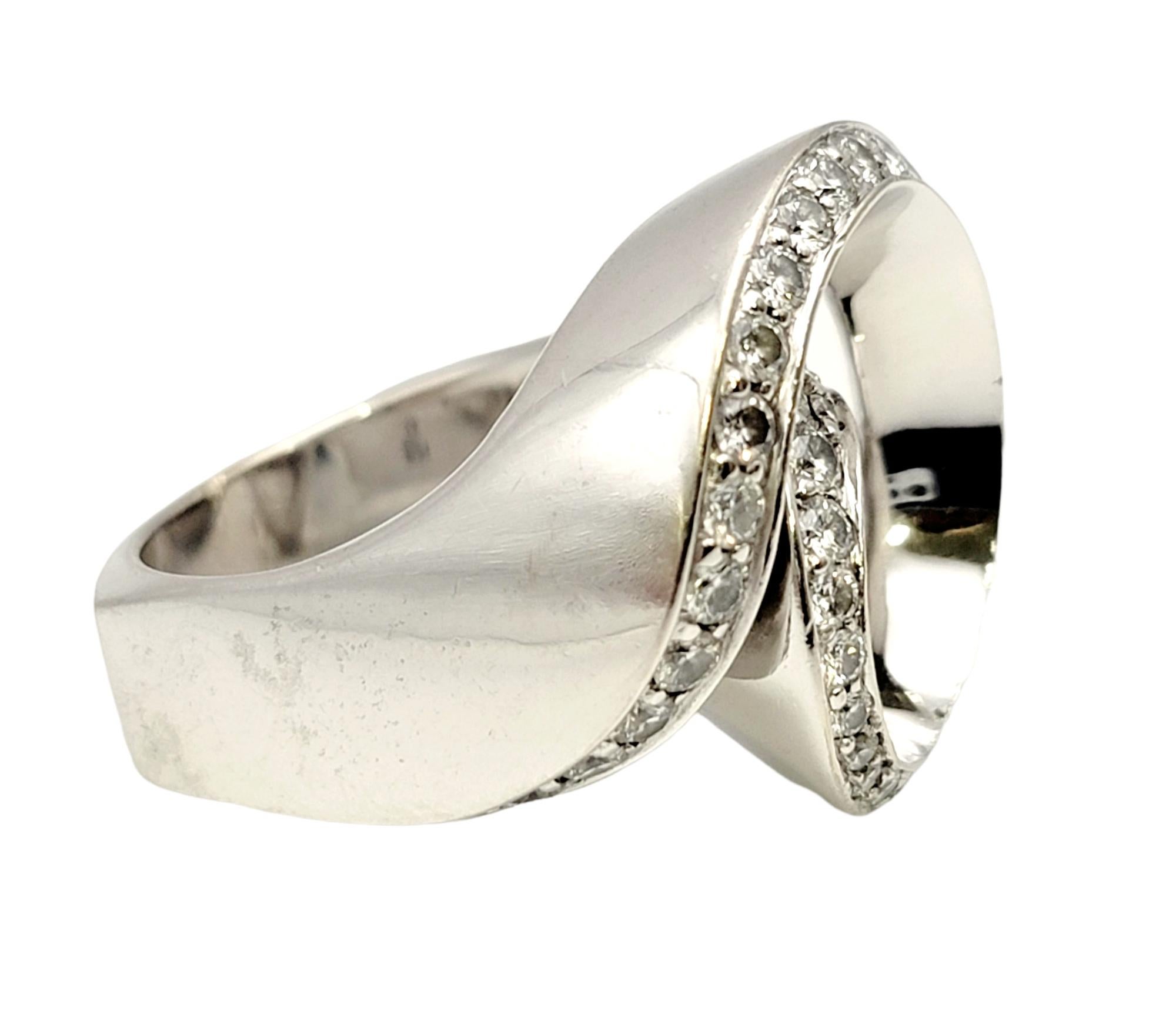Gauthier Contemporary Diamond Asymmetric Swirl Ring in 14 Karat White Gold In Good Condition For Sale In Scottsdale, AZ