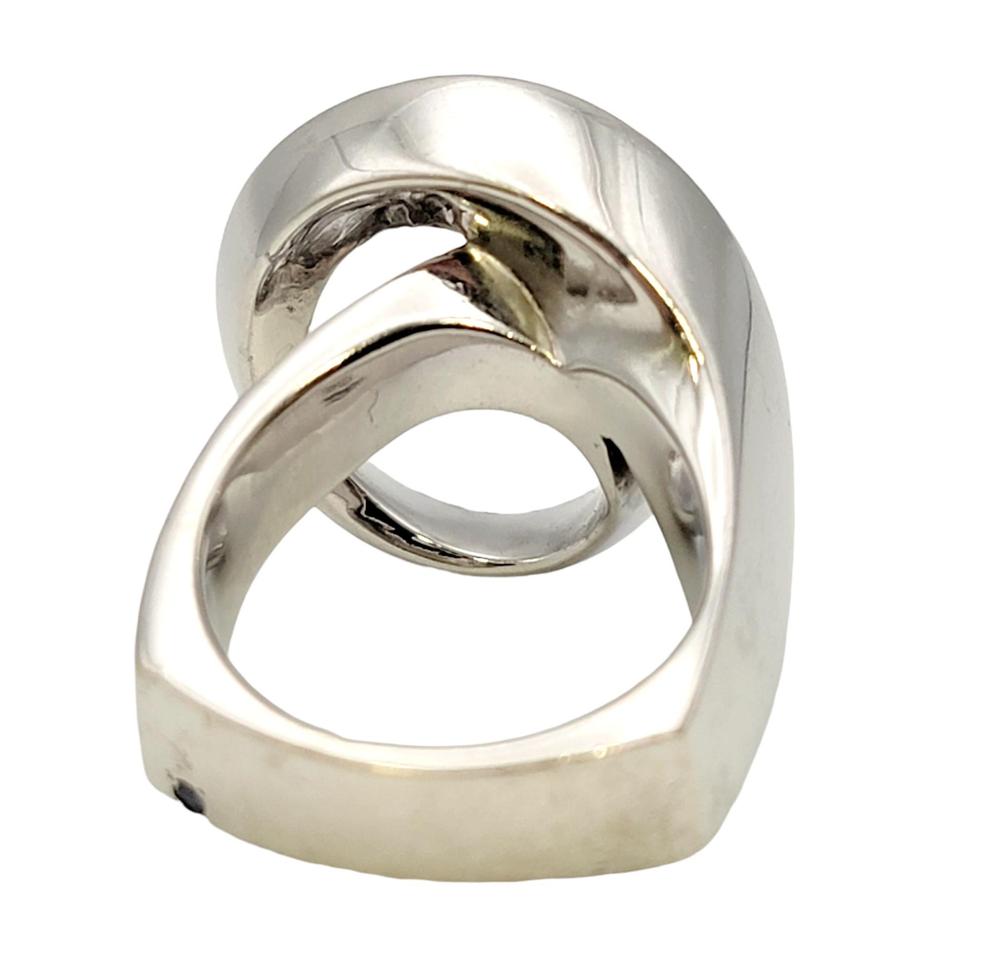 Gauthier Contemporary Diamond Asymmetric Swirl Ring in 14 Karat White Gold For Sale 1