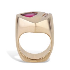 Gauthier Pink Tourmaline Diamond Yellow Gold Estate Ring