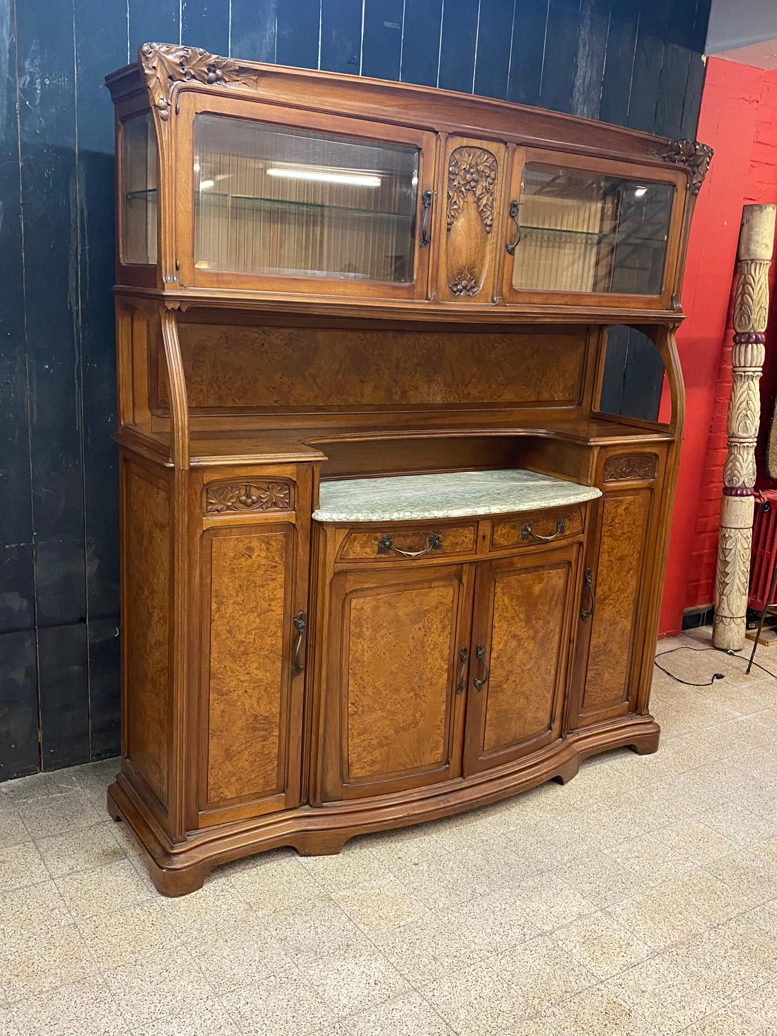 Francese Gauthier-Poinsignon & Cie, Buffet Art Nouveau in noce e radica di olmo impiallacciato in vendita