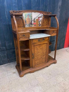 Gauthier-Poinsignon & Cie, Art Nouveau cabinet in Walnut and Elm burl veneer