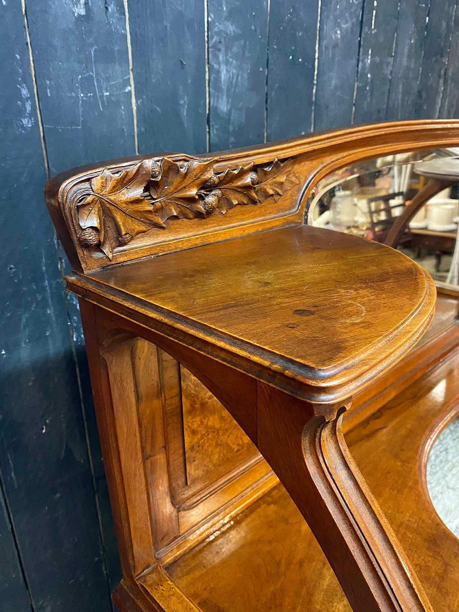 19th Century  Gauthier-Poinsignon & Cie, Art Nouveau cabinet in Walnut and Elm burl veneer  For Sale