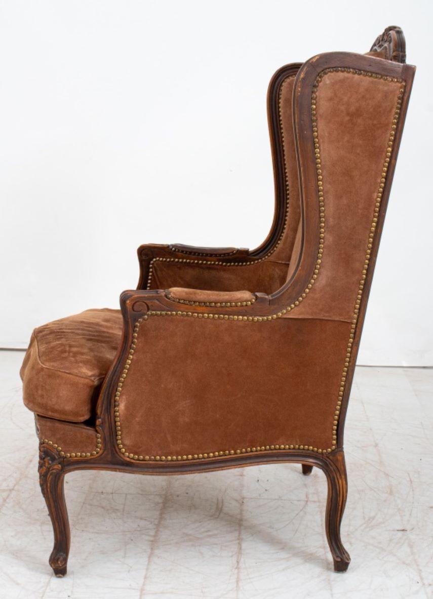 Suede Gautier Style Louis XV Manner Beechwood Bergere