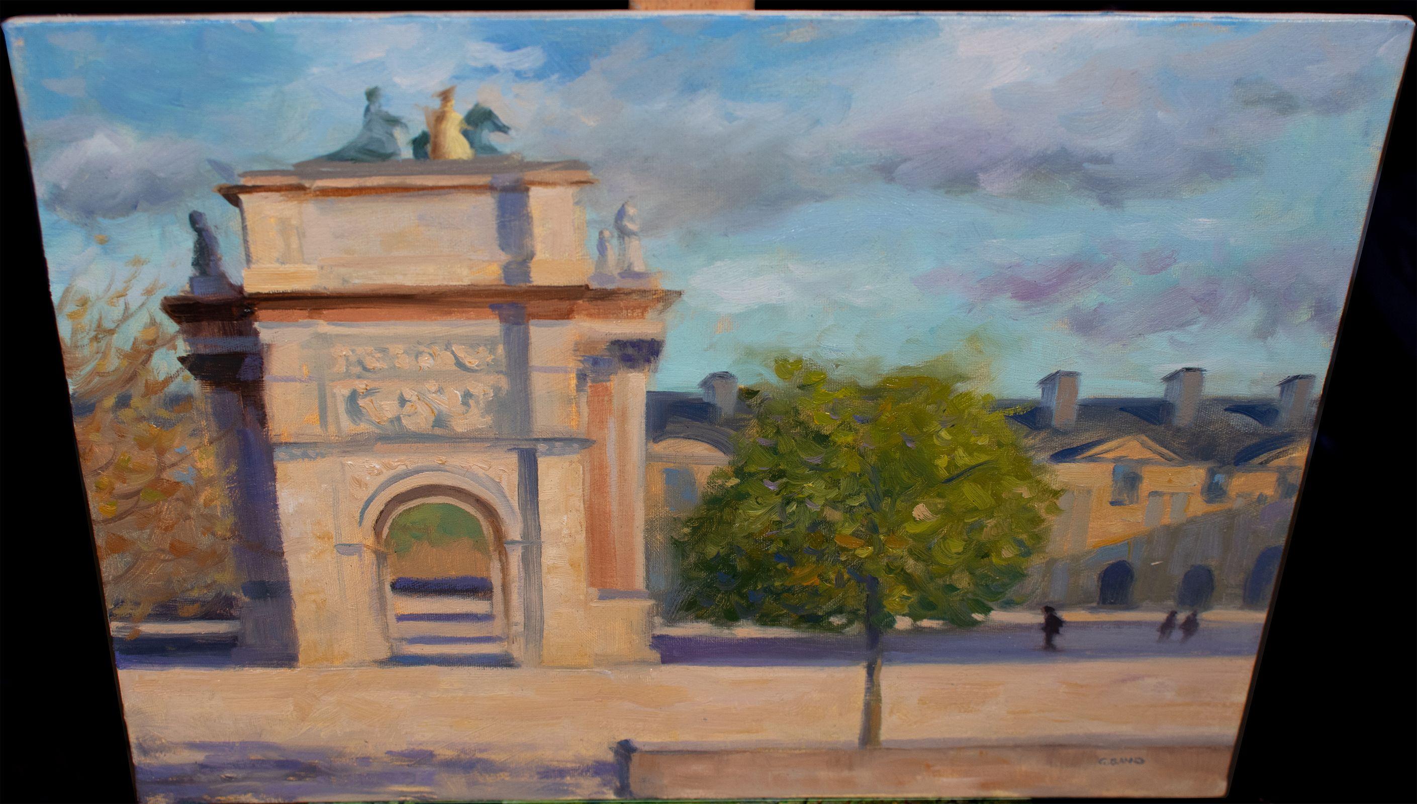 Arc de triomphe du Carrousel Paris impressionism, Painting, Oil on Canvas For Sale 1