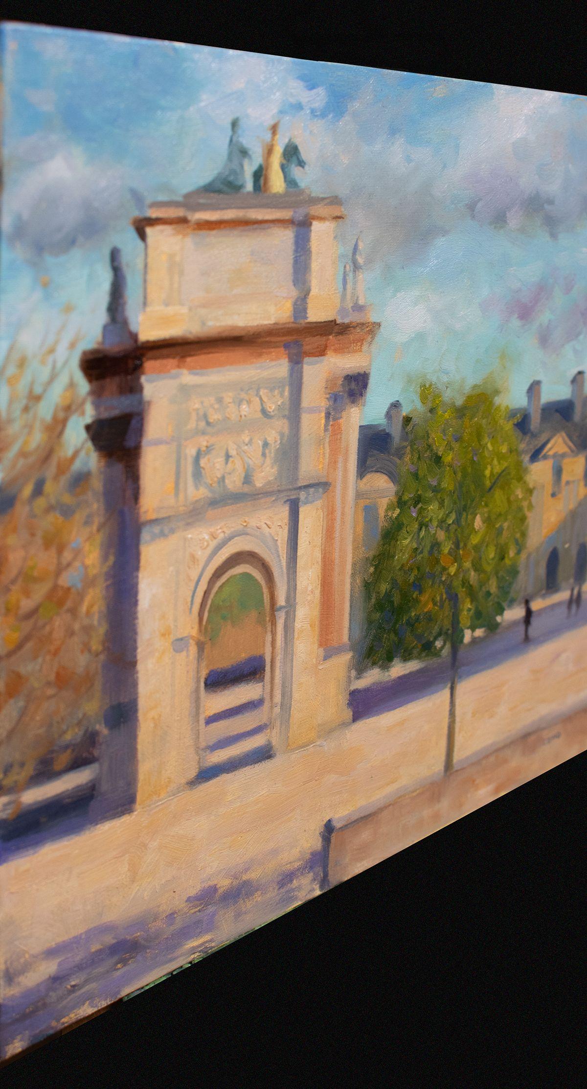 Arc de triomphe du Carrousel Paris impressionism, Painting, Oil on Canvas For Sale 2