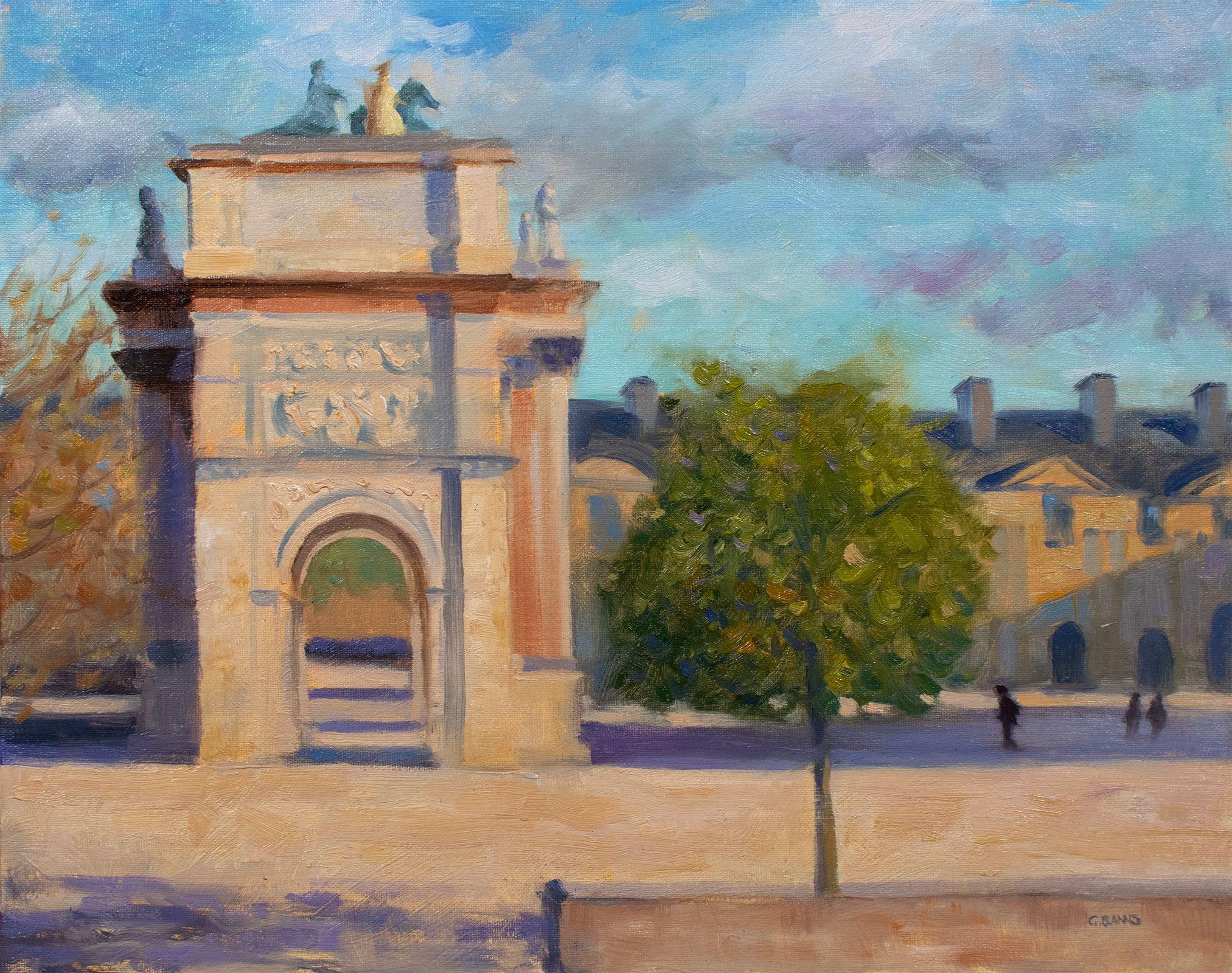 The Arc de Triomphe du Carrousel was commissioned by Napoleon Bonaparte I, and can be found between The Louvre museum and the Tuileries Garden.  It sat as a gateway to the Tuileries Palace before the palace was destroyed by a fire (started by
