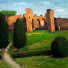 Baths of Caracalla Italy Rome, Painting, Oil on Canvas