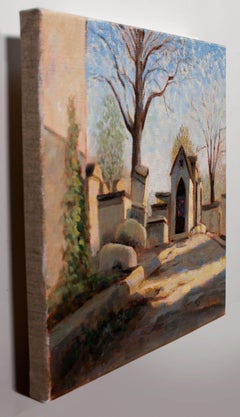 Cemetery Tombs in Pere Lachaise Paris, Painting, Oil on Canvas