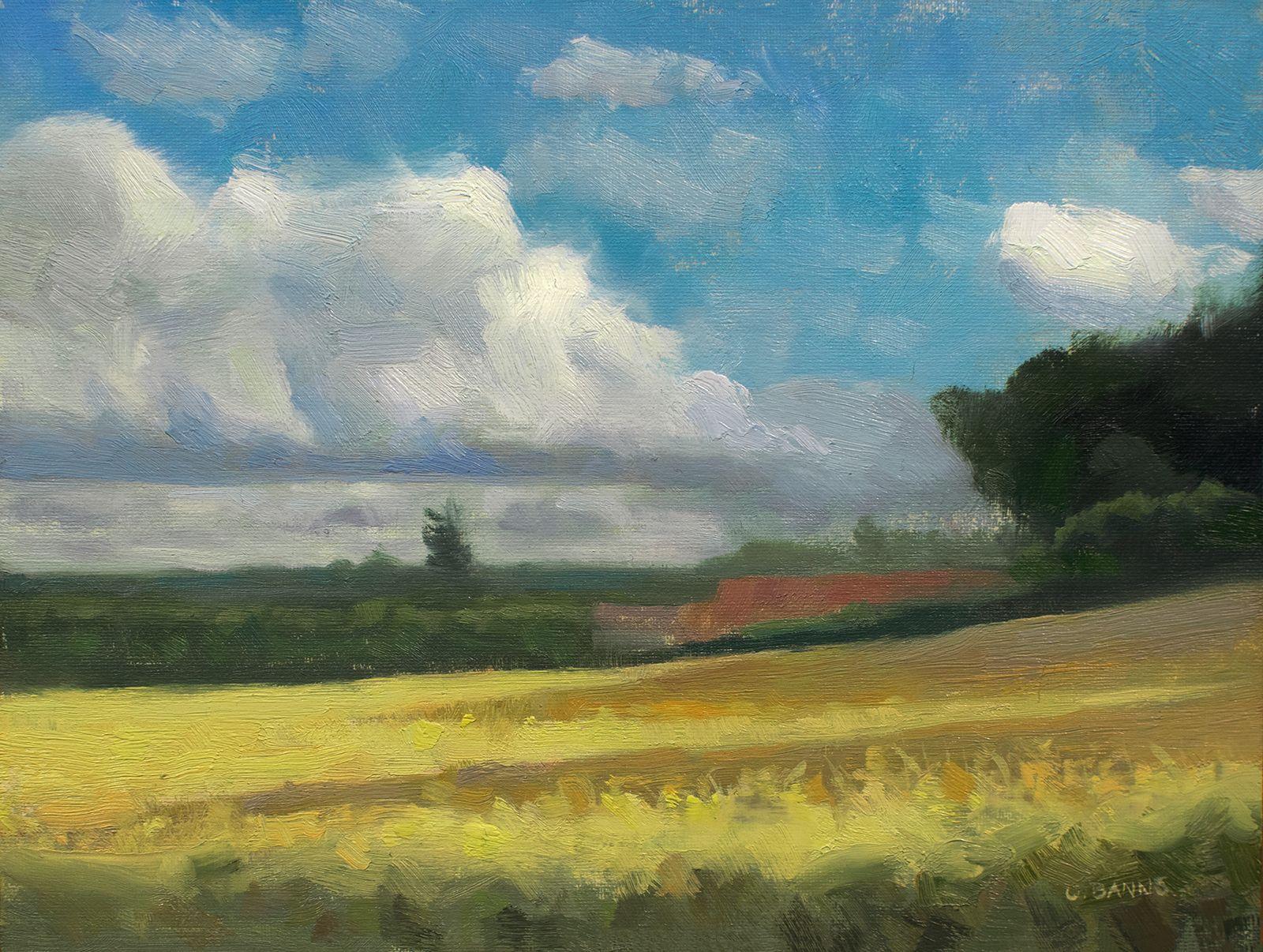 By the river, at the edge of my local town is a small studio that belonged to the artist Jean-Baptiste-Camille Corot. He would take some of his summers to come to this remote spot in the West of France to paint.  Just across from it were these wheat