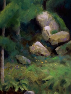 Corot's Forest, Along the River's Edge, Painting, Oil on Canvas