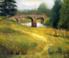 Damkopfbrücke Yorkshire Skulptur Parklandschaft, Gemälde, Öl auf Leinwand