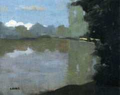 Früher Morgen am See, impressionistische Farbe, Gemälde, Öl auf Leinwand