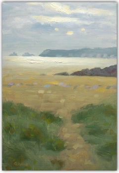 Evening on the Beach, the Brittany coast painting, Painting, Oil on Canvas
