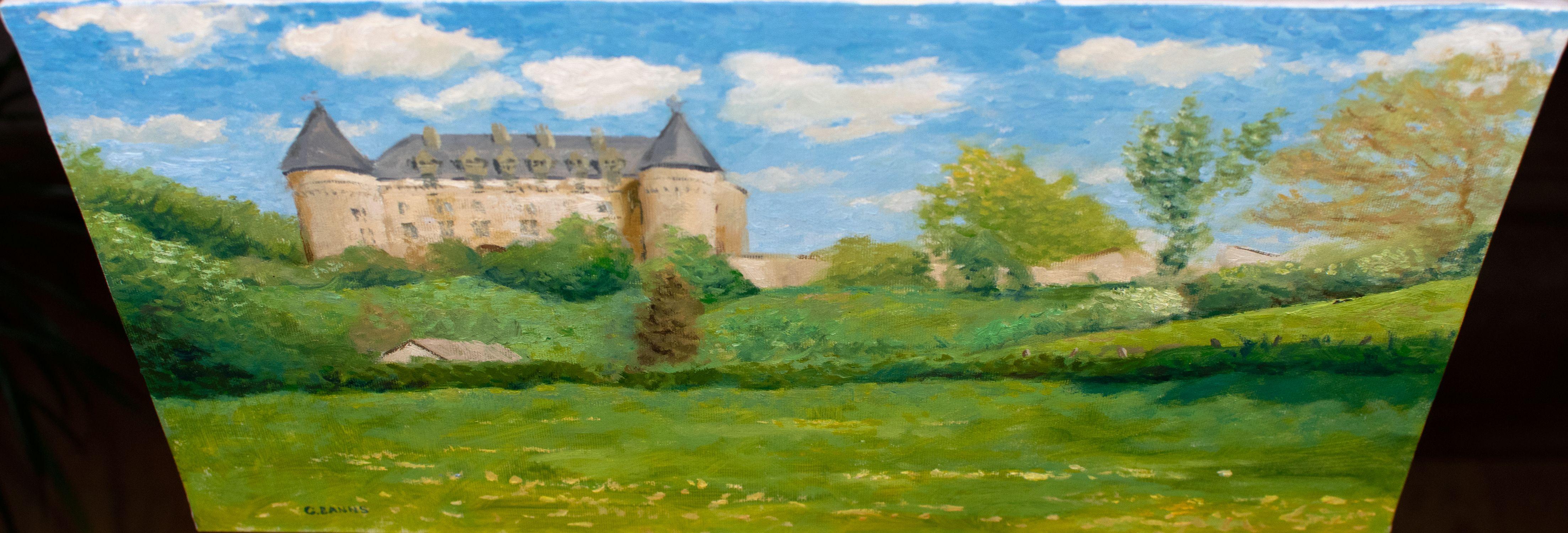 The ChÃ¢teau de Rochechouart can be found in the department of Haute-Vienne in rural France. It sits aloft a promontory rock, and houses a contemporary modern art gallery.    This oil painting has been created with the finest pigments, painted in an