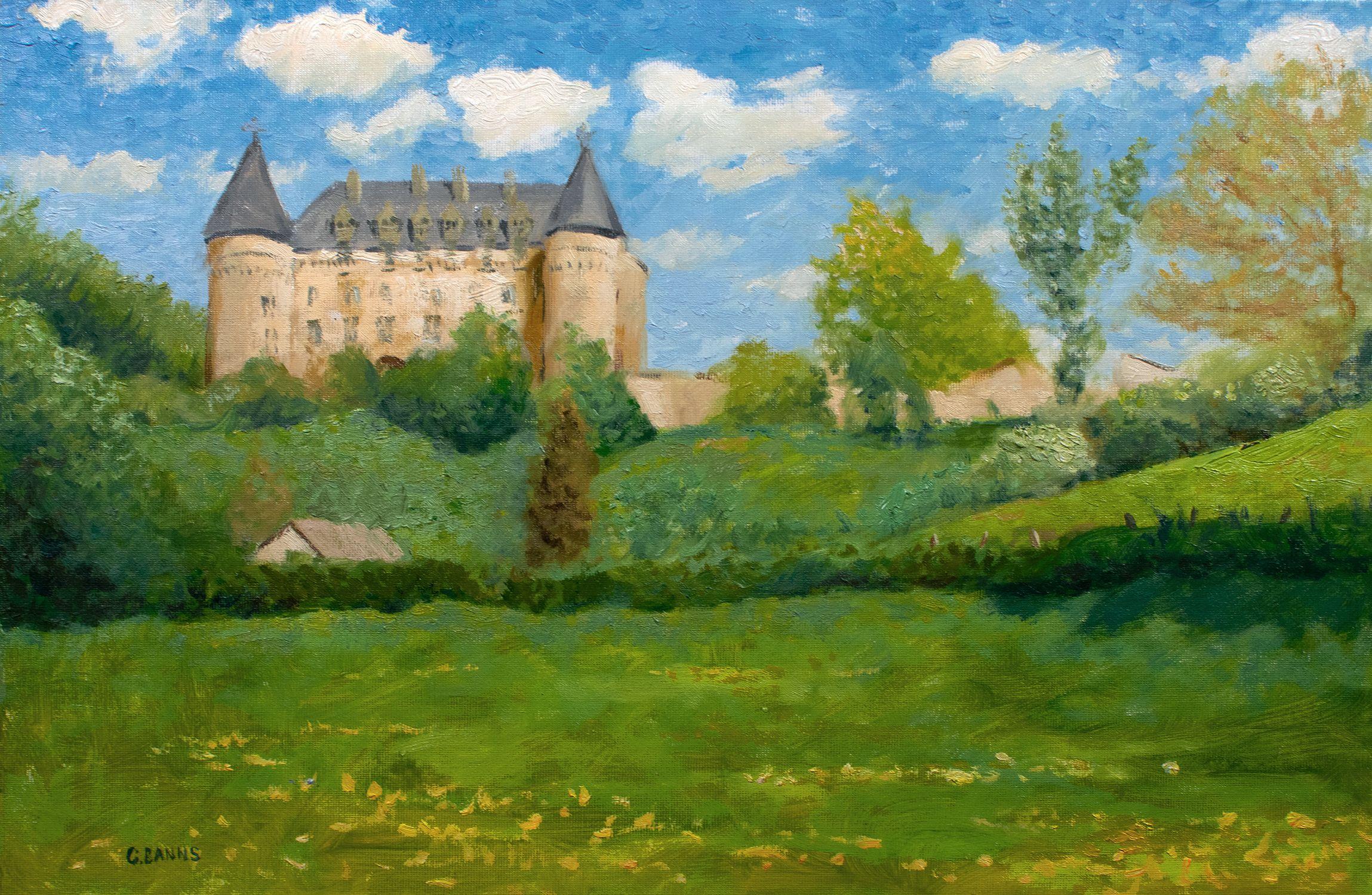 Gav Banns Landscape Painting - French impressionism, Rochechouart castle, Painting, Oil on Canvas