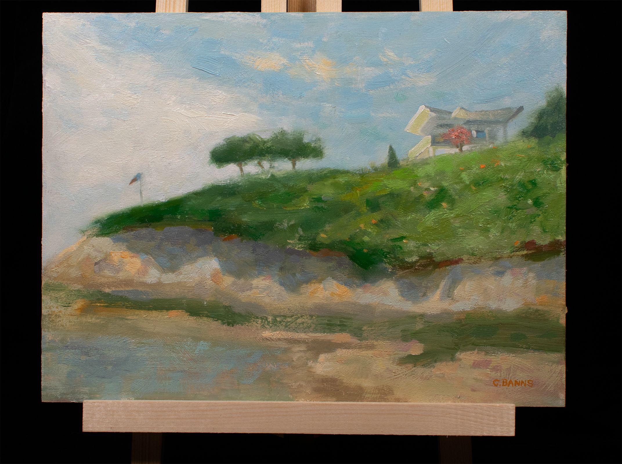 A house sitting on a cliff on the Charente-Maritime coast (west of France), painted in oils in an impressionistic manner, on a primed wood panel. Left to dry for a year before varnishing. :: Painting :: Impressionist :: This piece comes with an