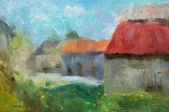 Französischer Impressionismus Bauernhäuser und alte Steingebäude Frankreich, Gemälde, Öl auf Leinwand