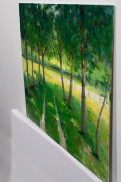 Impressionist American oak trees in rural France, Painting, Oil on Canvas