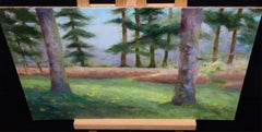 Impressionist Pine tree forest grass and bracken, Painting, Oil on Canvas