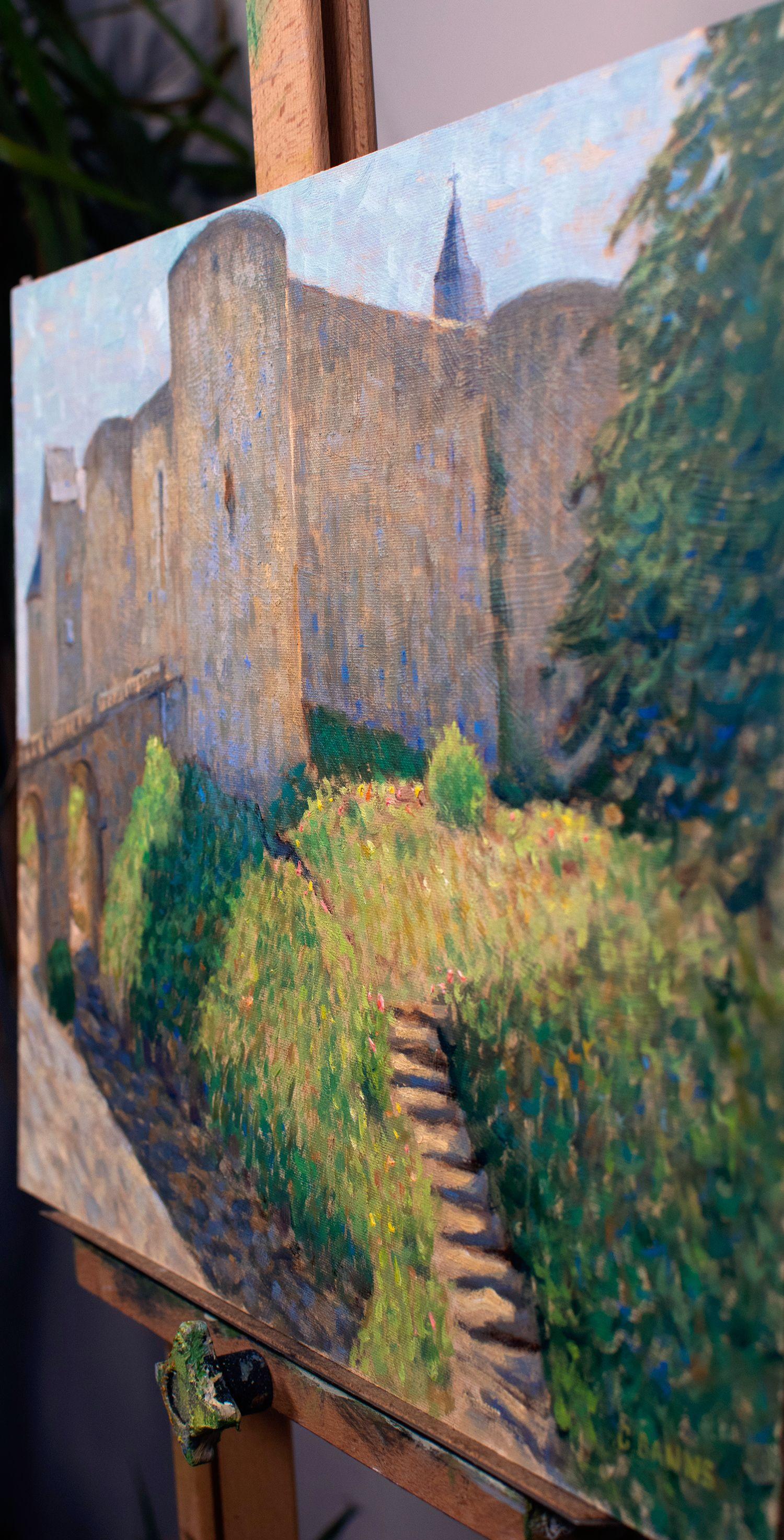 Fortaleza medieval, Castillo de Luynes Valle del Loira, Pintura, Óleo sobre lienzo - Painting Impresionista de Gav Banns