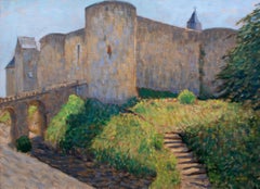 Medieval Fortress, Chateau de Luynes Loire Valley, Painting, Oil on Canvas