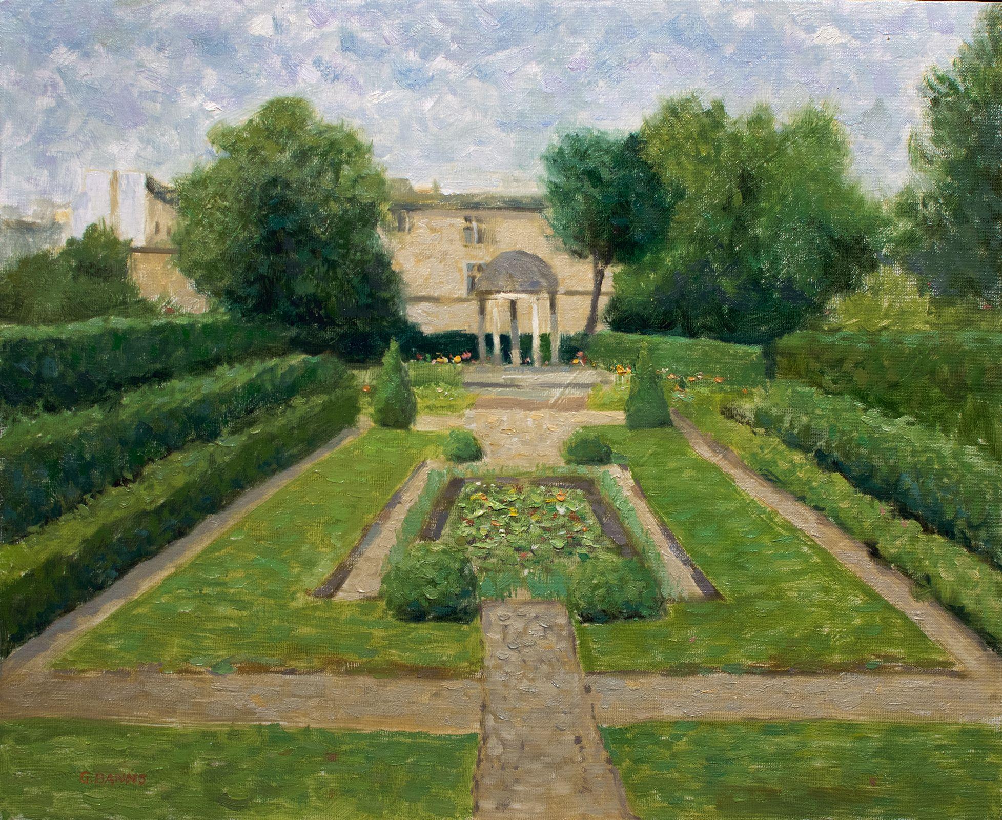 Parque Neuilly París, Parque Saint-James impresionismo, Pintura, Óleo sobre lienzo - Painting de Gav Banns
