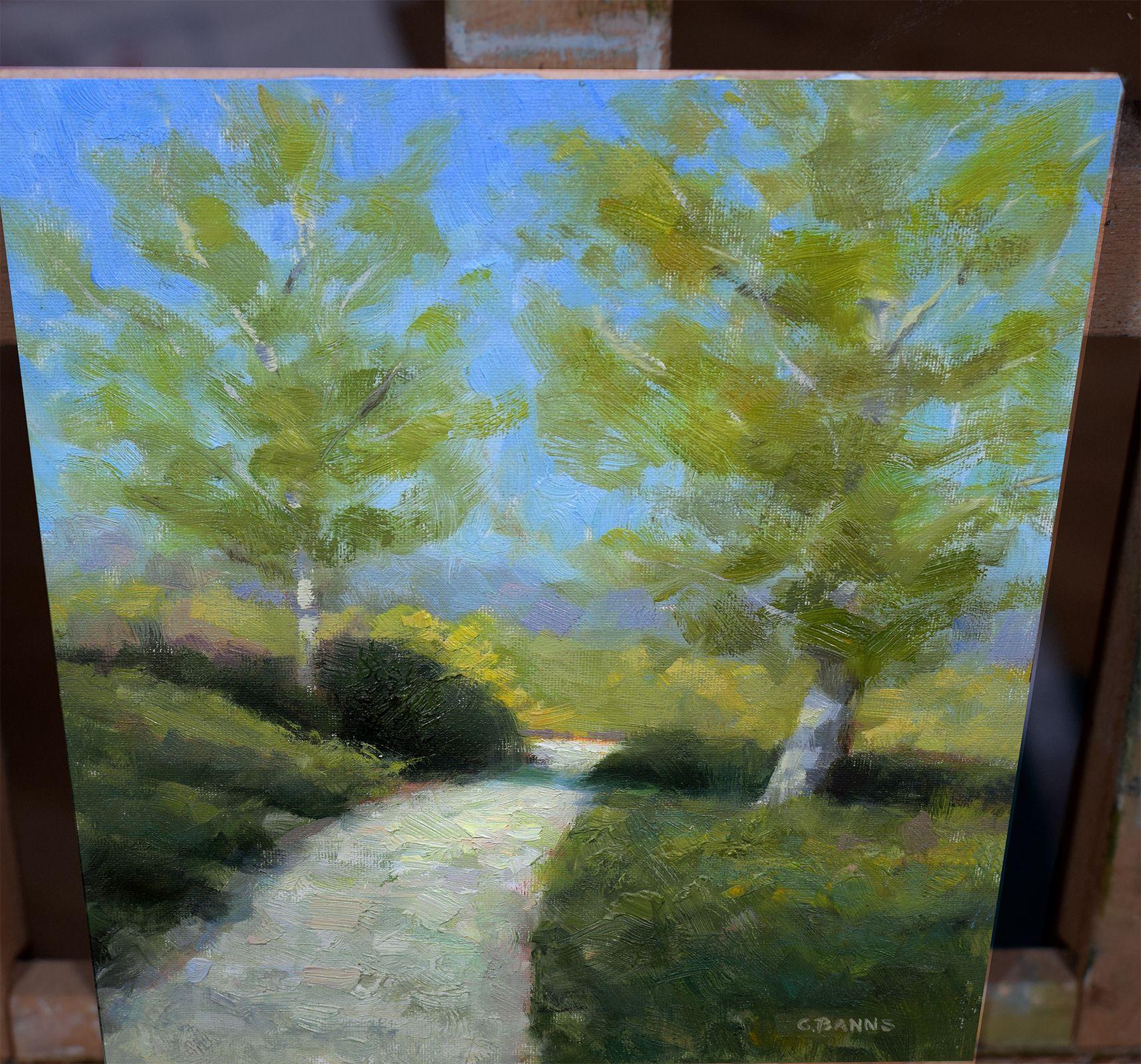 Path through the nature reserve impressionism, Painting, Oil on Canvas For Sale 1