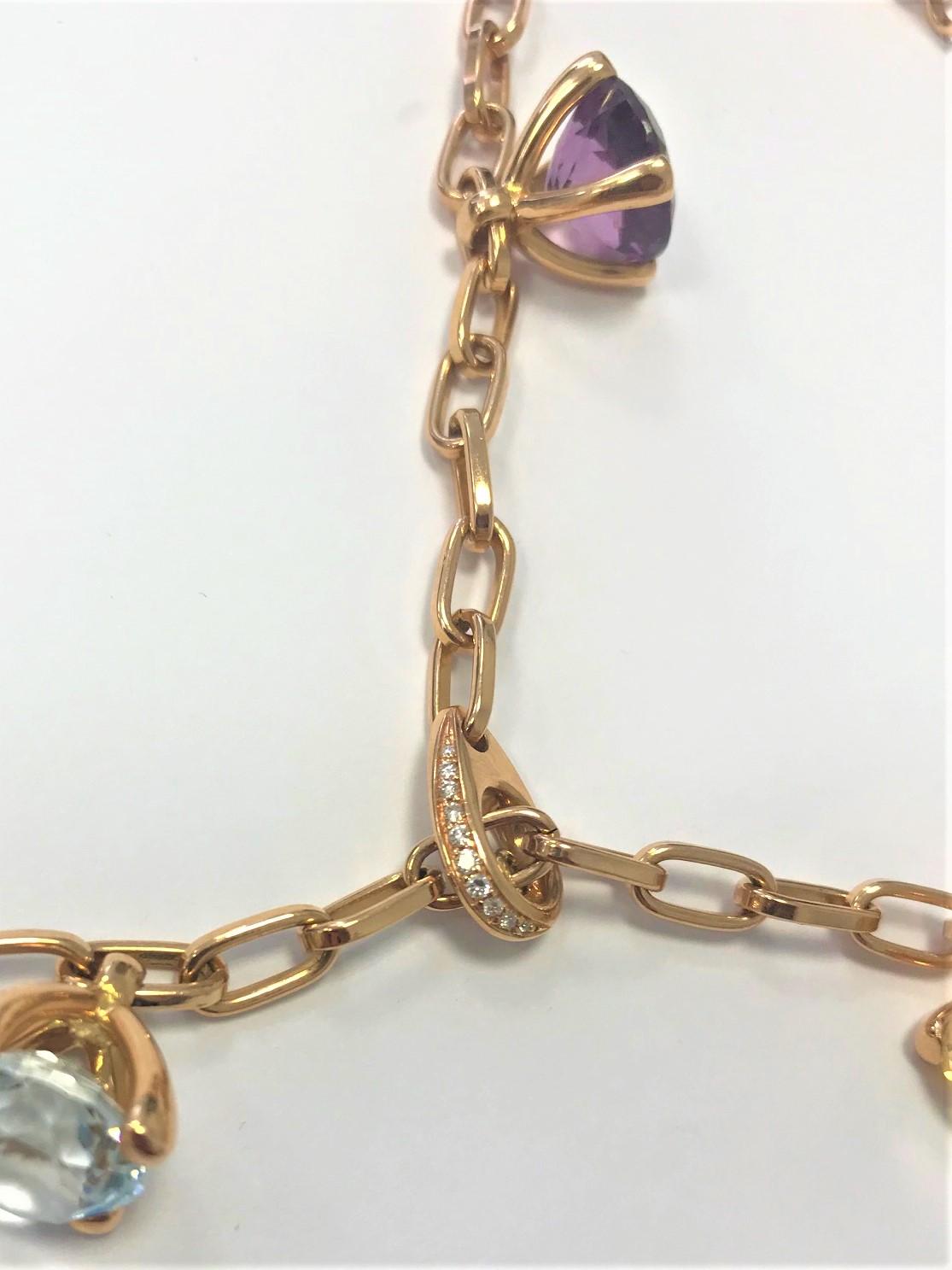 Gavello 18 Carat Yellow Gold Multi Gem and Diamond Pendant Necklace 2