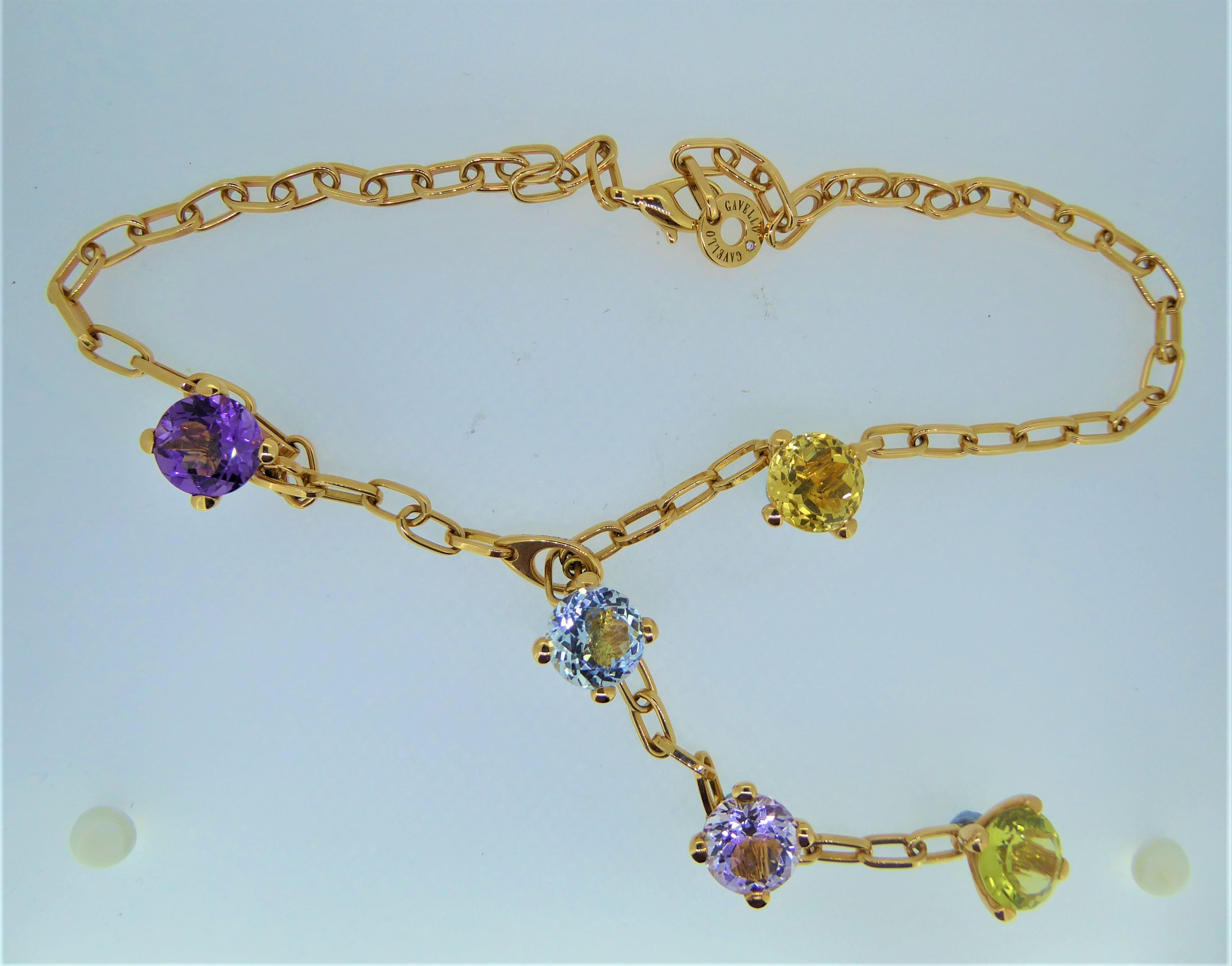 Gavello 18 Carat Yellow Gold Multi Gem and Diamond Pendant Necklace 1