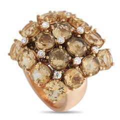 Gavello Bague en or rose 18 carats avec diamants et citrine