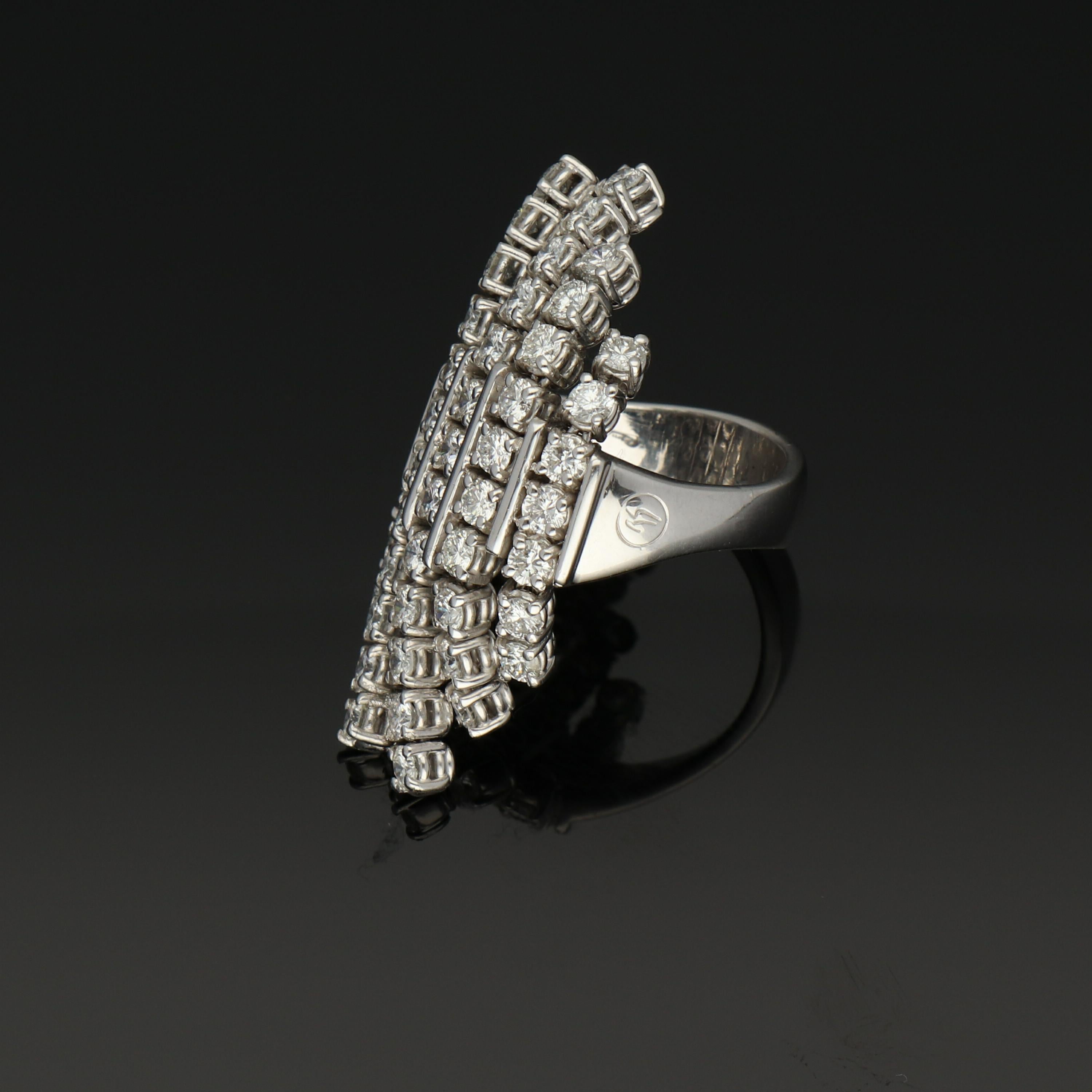Gavello 3.90 Ct Diamond Flexible Ergonomic Kinetic Gold Fashion Ring In New Condition For Sale In Andorra la Vella, AD