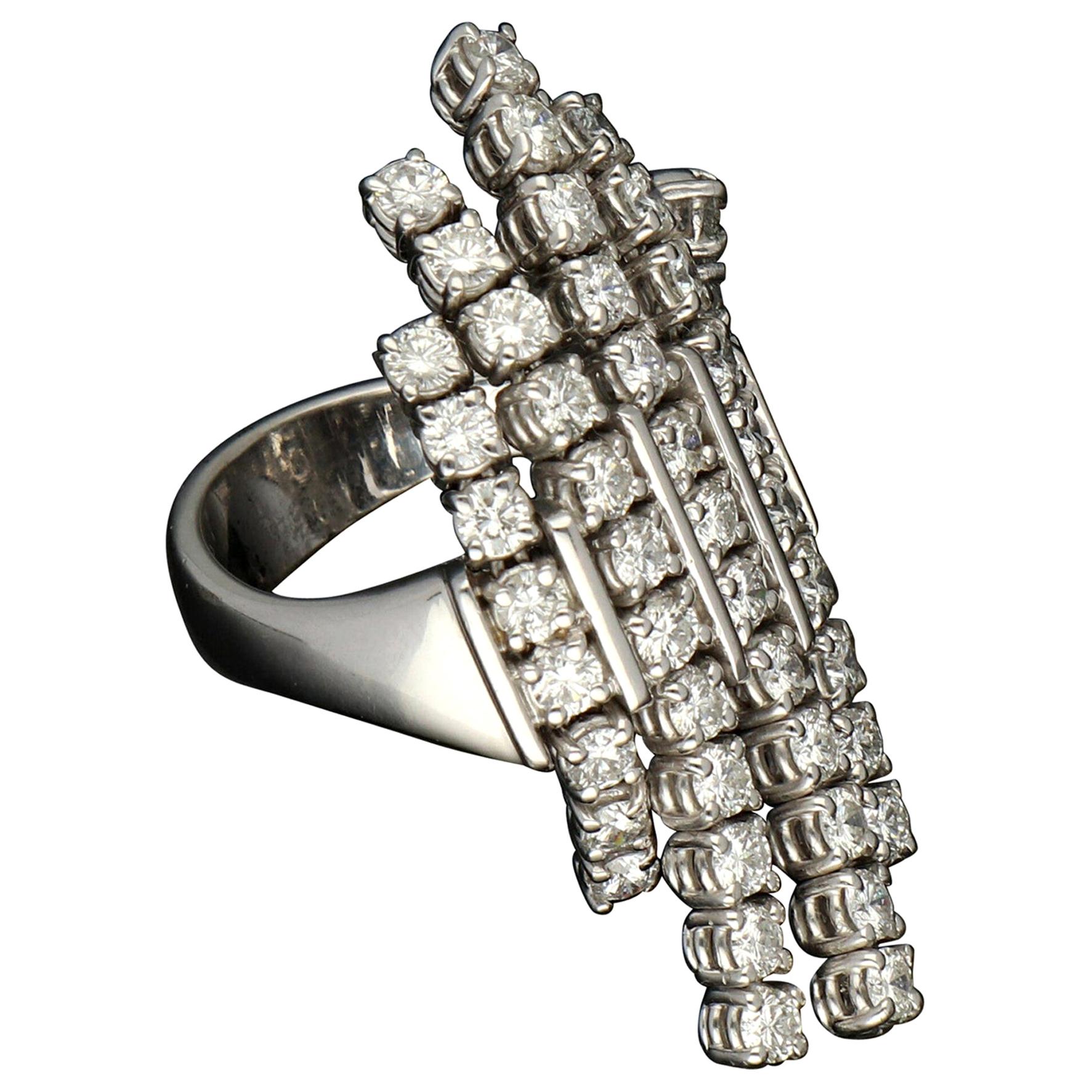 Gavello 3.90 Ct Diamond Flexible Ergonomic Kinetic Gold Fashion Ring For Sale