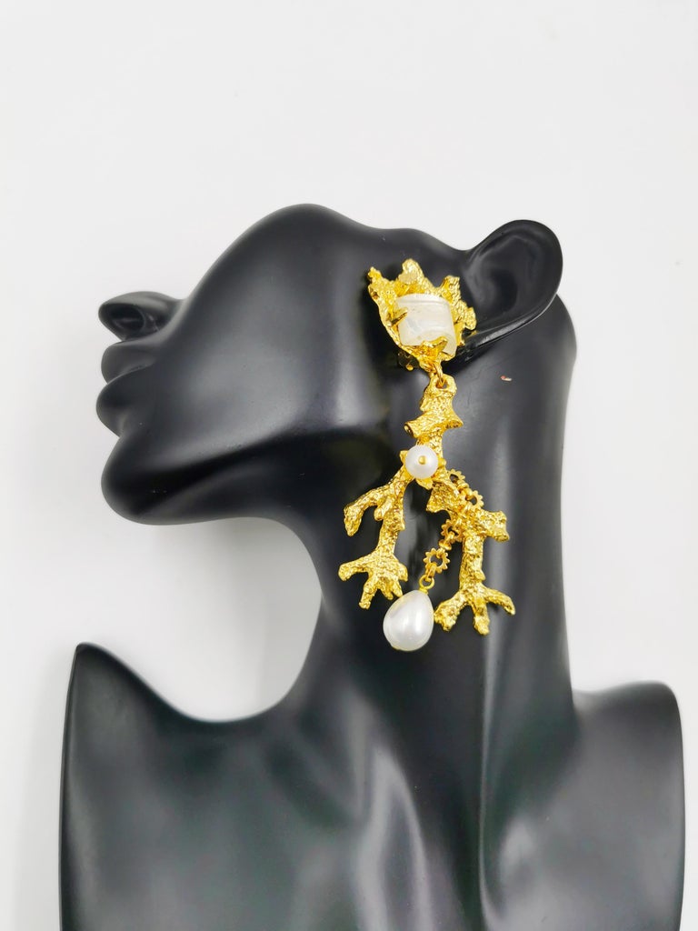 Boucles D'oreilles Vintage GAVILANE PARIS - Clip Fleur Perles - Occasion