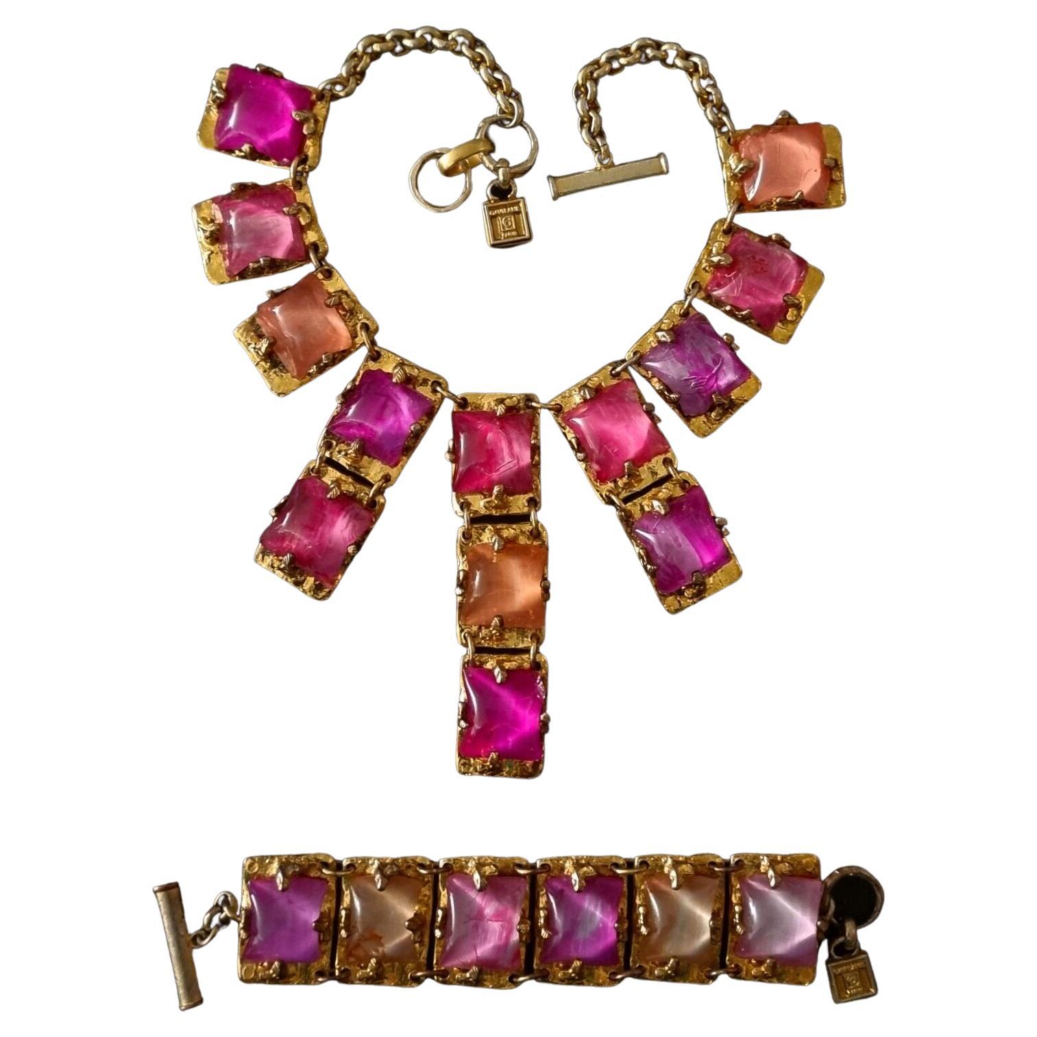 GAVILANE Paris, High Fashion SET: Necklace and Bracelet, glass paste  For Sale