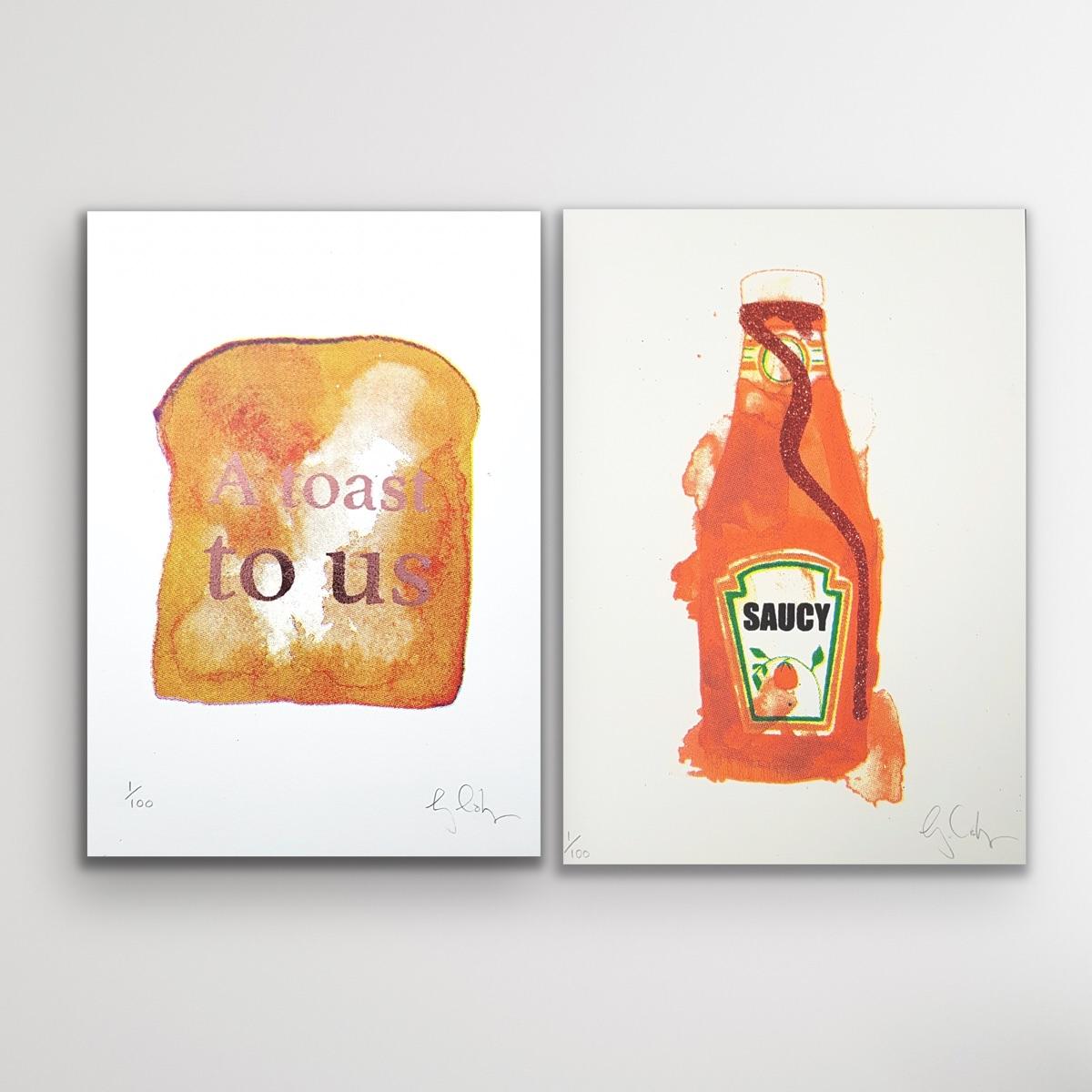 Gavin Dobson  Still-Life Print - A Toast to Us and Mini Saucy 