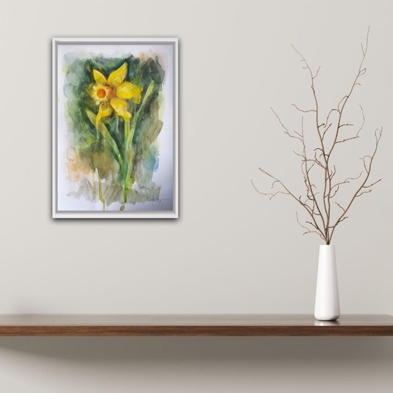 Gavin Dobson, Daffodil, Original Impressionist Still Life Painting, Bright Art For Sale 7