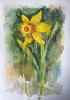 Gavin Dobson, Daffodil, Original Impressionist Still Life Painting, Bright Art