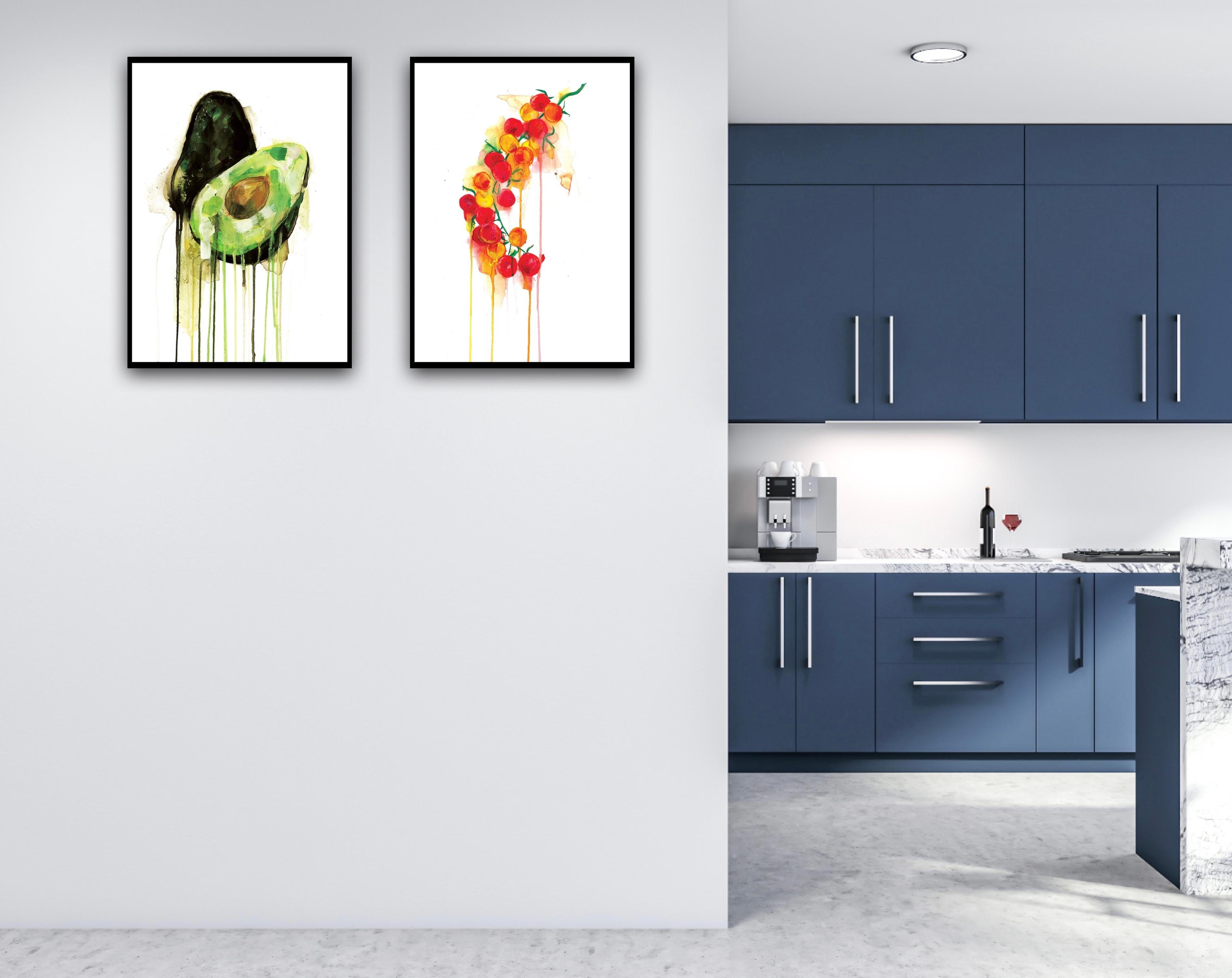Avocado and Tomato Vine Diptych, Limited edition print, Food art - Print by Gavin Dobson